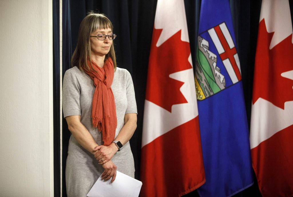 Alberta chief medical officer of health Dr. Deena Hinshaw updates media on the COVID-19 situation in Edmonton on Friday March 20, 2020.