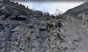 A cliff in Kicking Horse Canyon