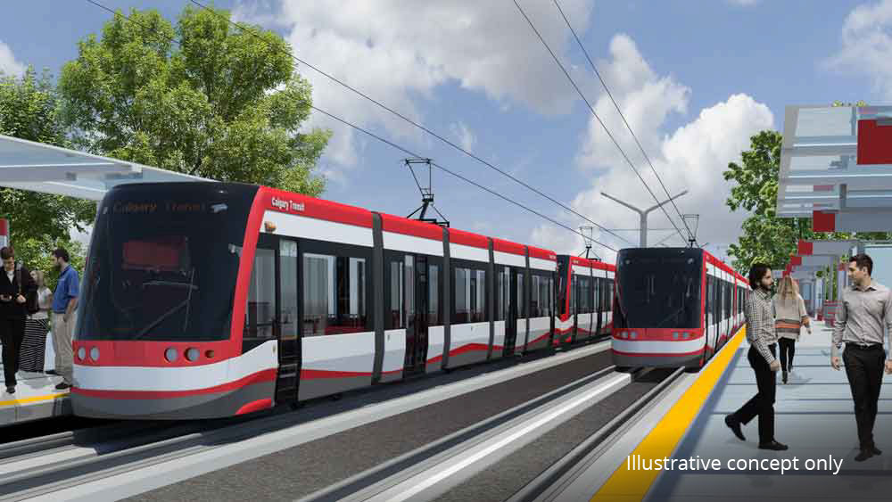 The City of Calgary displays the Low floor LRV the city will be using for the Green Line LRT.