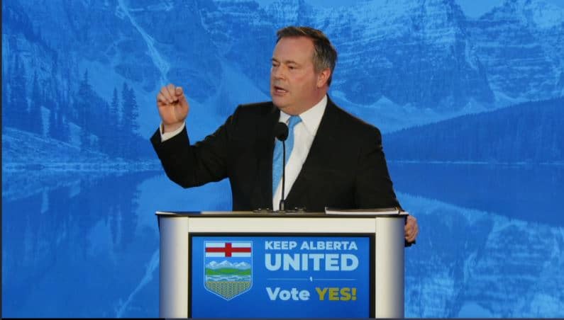 Jason Kenney at the first day of the UCP Leadership Review on April 9, 2022.