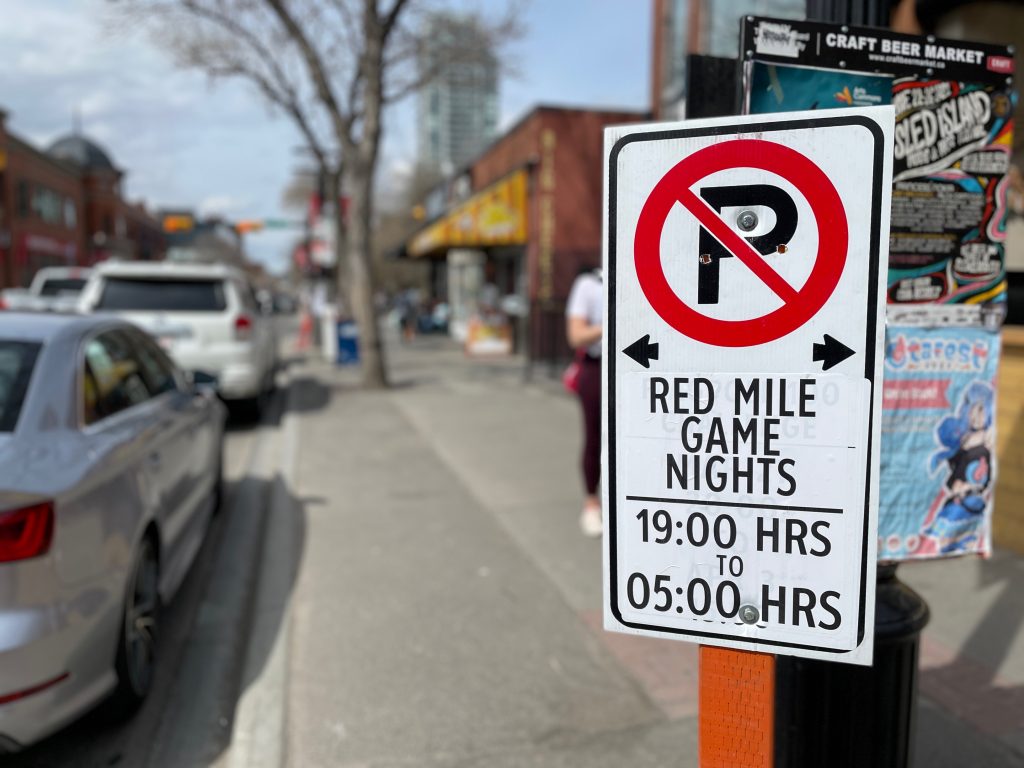 Red Mile parking ban sign