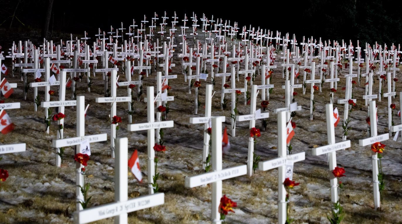 The Field of Crosses along Memorial Drive in Calgary