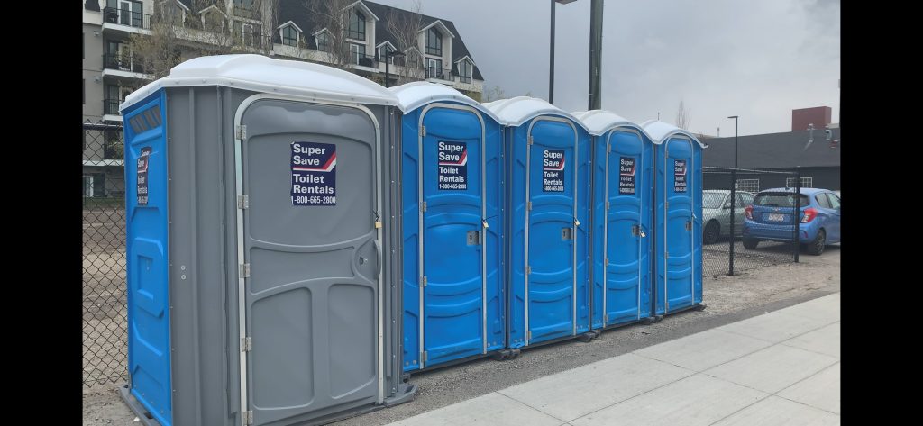 A string of public restrooms in Calgary are shown.