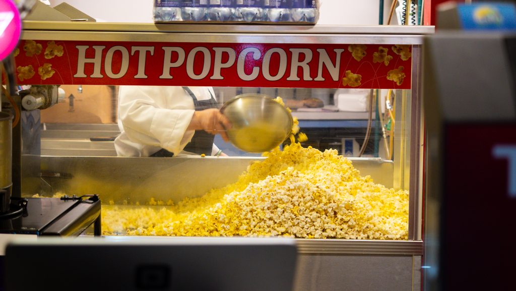 A popcorn stand at the Saddledome.