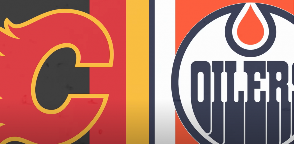 The Calgary Flames and Edmonton Oilers logos