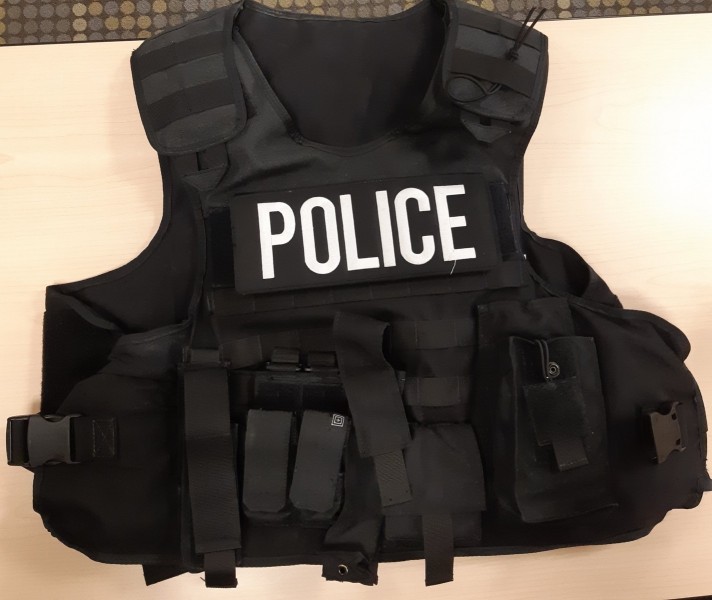 Calgary police vest is shown. 