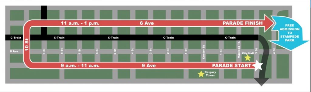 Route of the Stampede parade. 