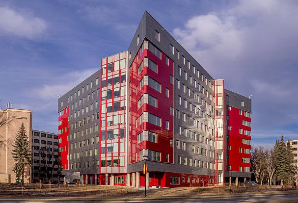 Calgary, Canada - November 26, 2016: New residence building located at the University of Calgary Campus