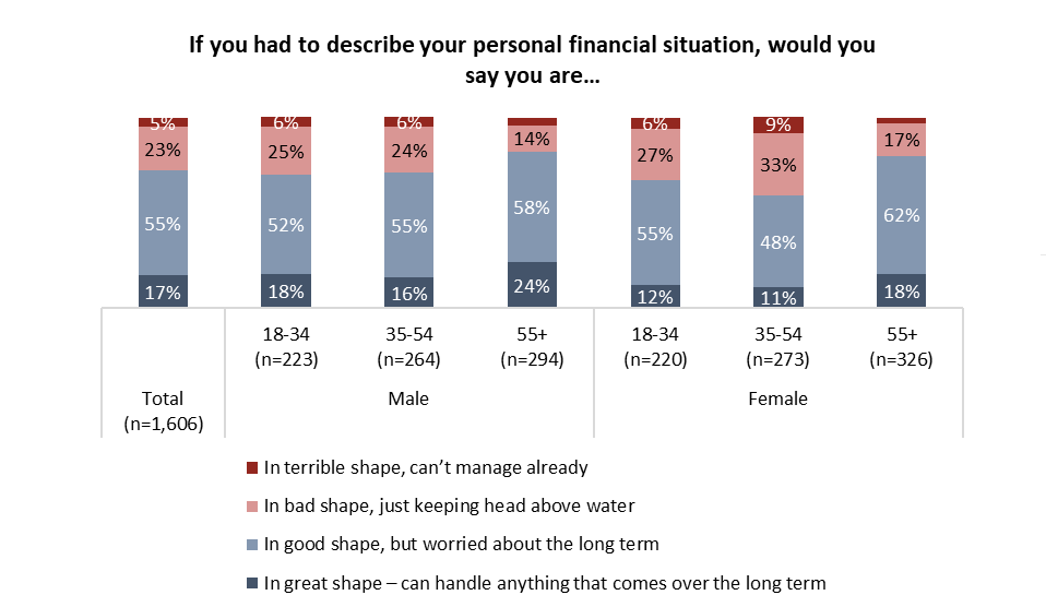 A picture of a graph showing a description of Canadian's financial situation 