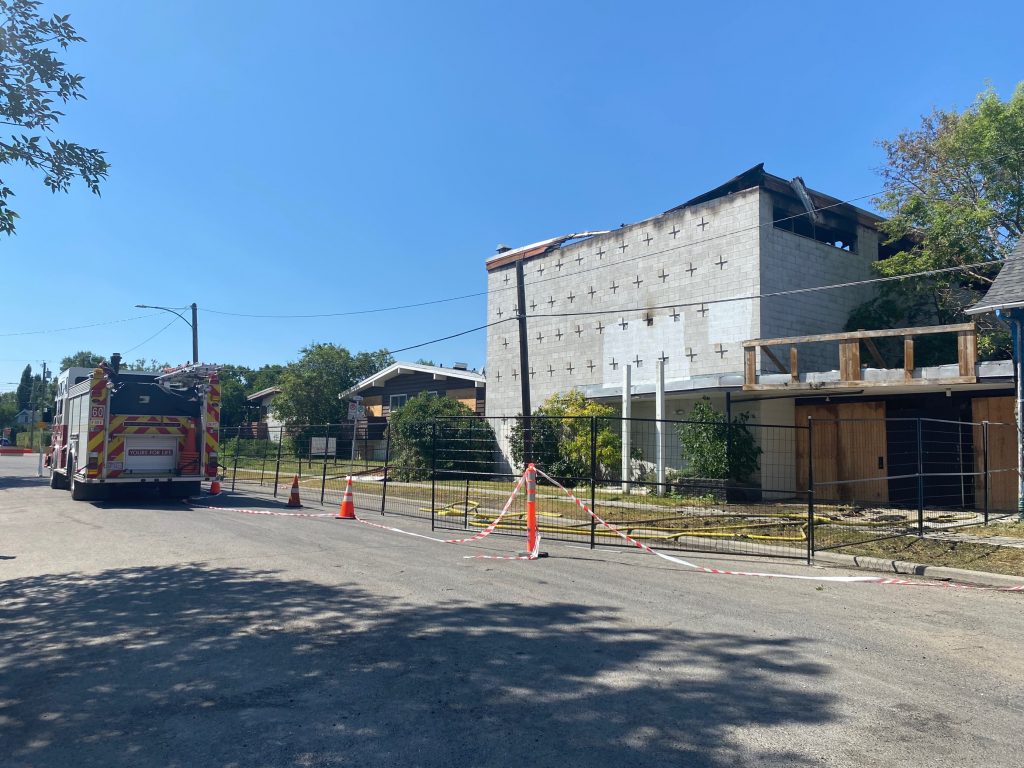 KensingtonBuildingFire The abandoned building is shown on Gladstone Road N.W. near 10 St N.W.