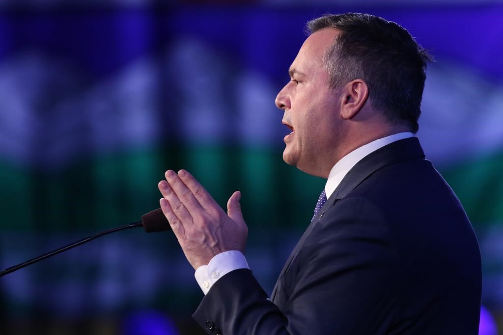 Alberta Premier Jason Kenney delivers his address to the Alberta United Conservative Party annual general meeting in Calgary