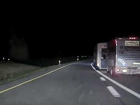 Police cam footage of U-Haul amid a car chase. 