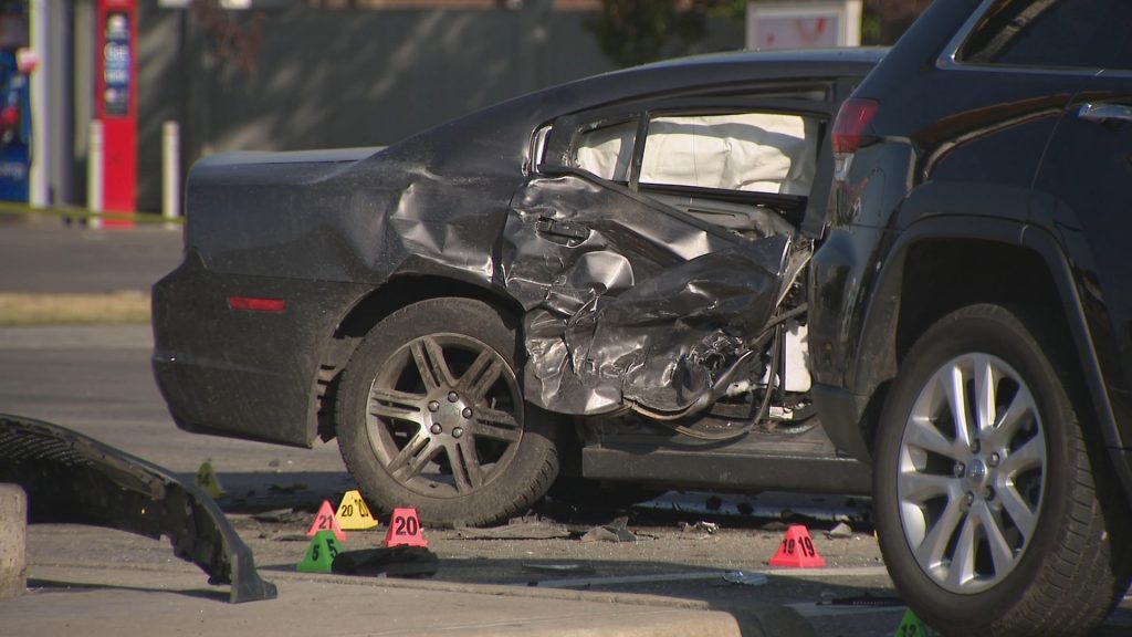 Four people were taken to hospital after a serious three-vehicle collision at 16 Avenue NE and Edmonton Trail