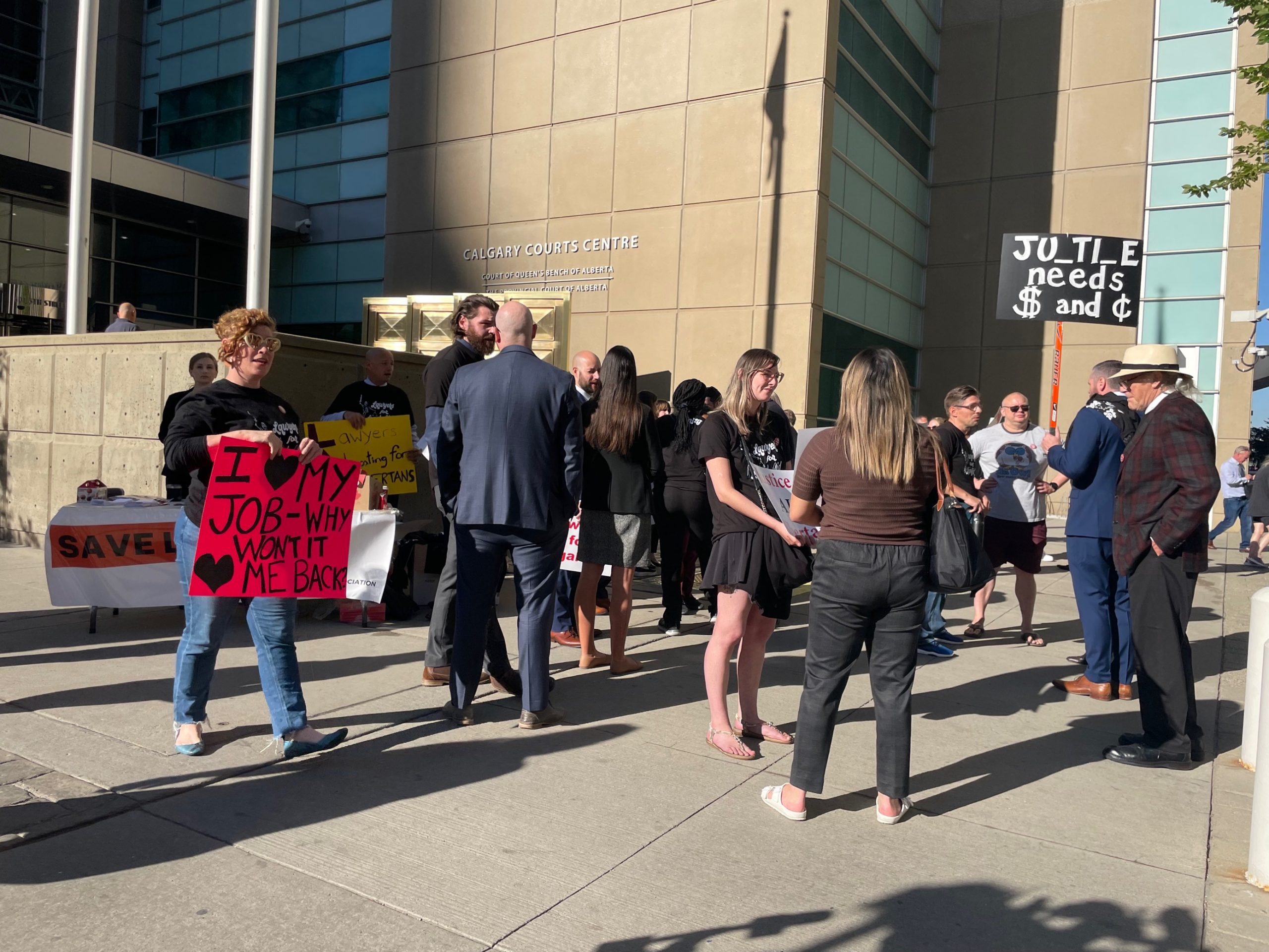 a demonstration by Alberta's criminal defence lawyers on September 2, 2022 in Calgary, Alberta