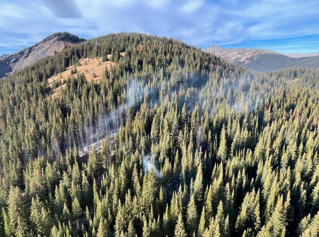 The wildfire in Peter Lougheed Provincial Park