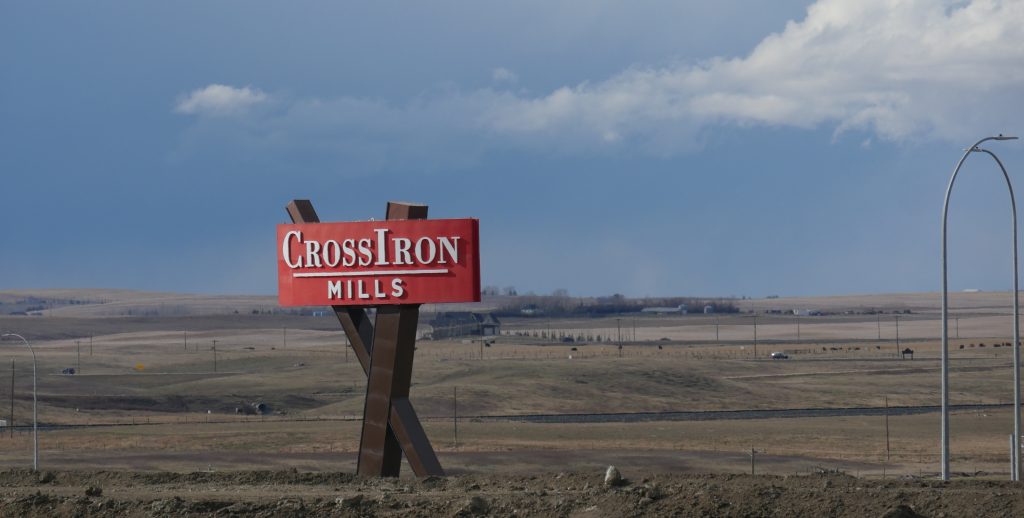 A sign of CrossIron Mills mall north of Calgary