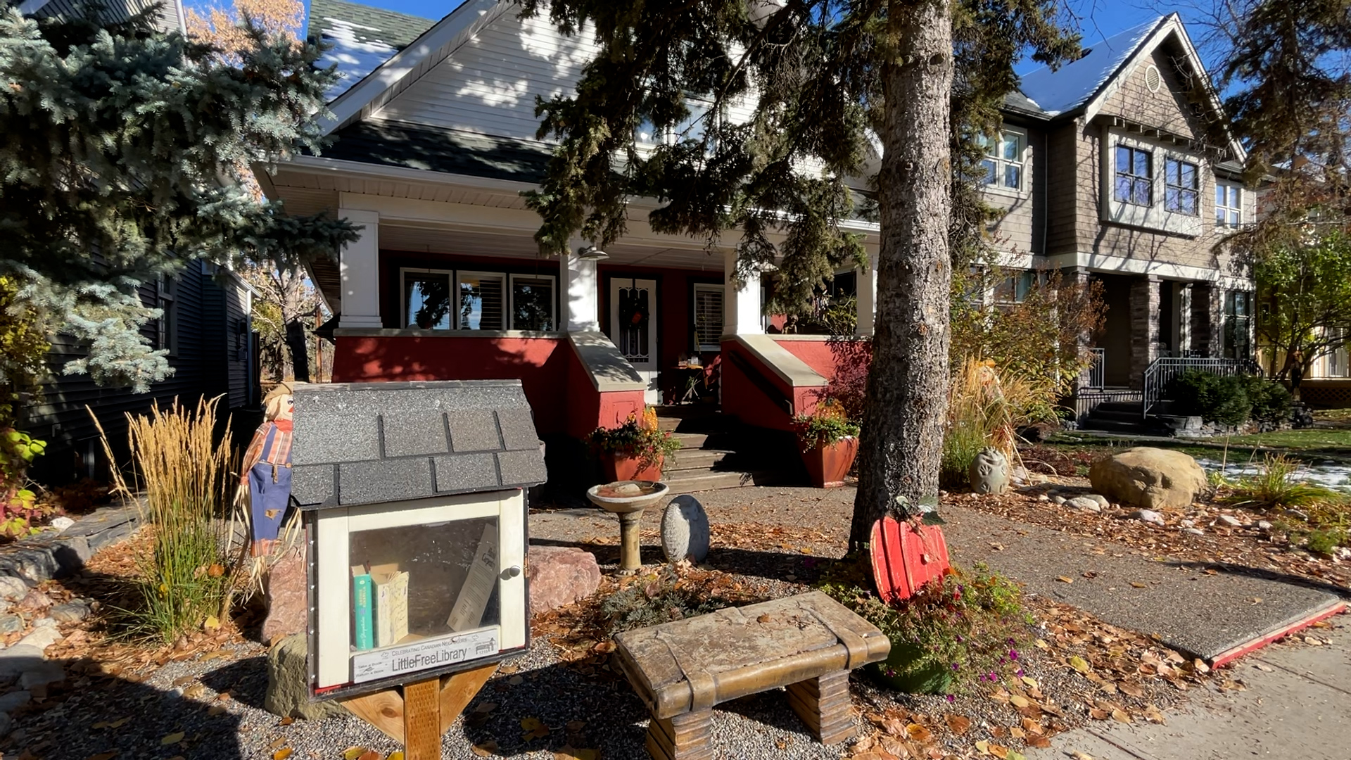 The front of the Little Red Reading House in Inglewood in Calgary