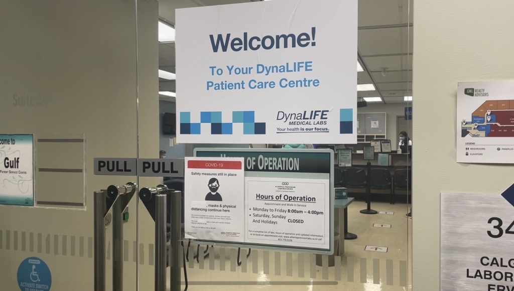 The entrance to DynaLIFE labs in Calgary