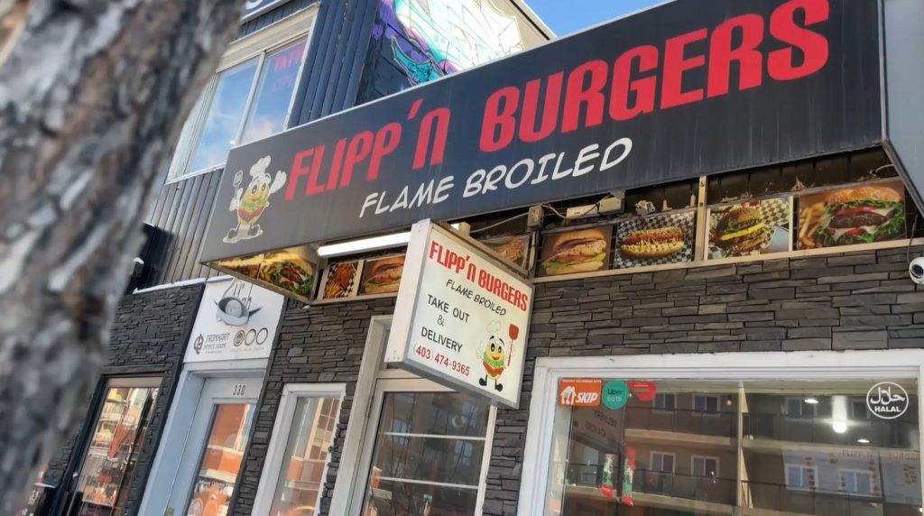The front entrance for Flipp’n Burgers on 10 Street NW in the Kensington area in Calgary