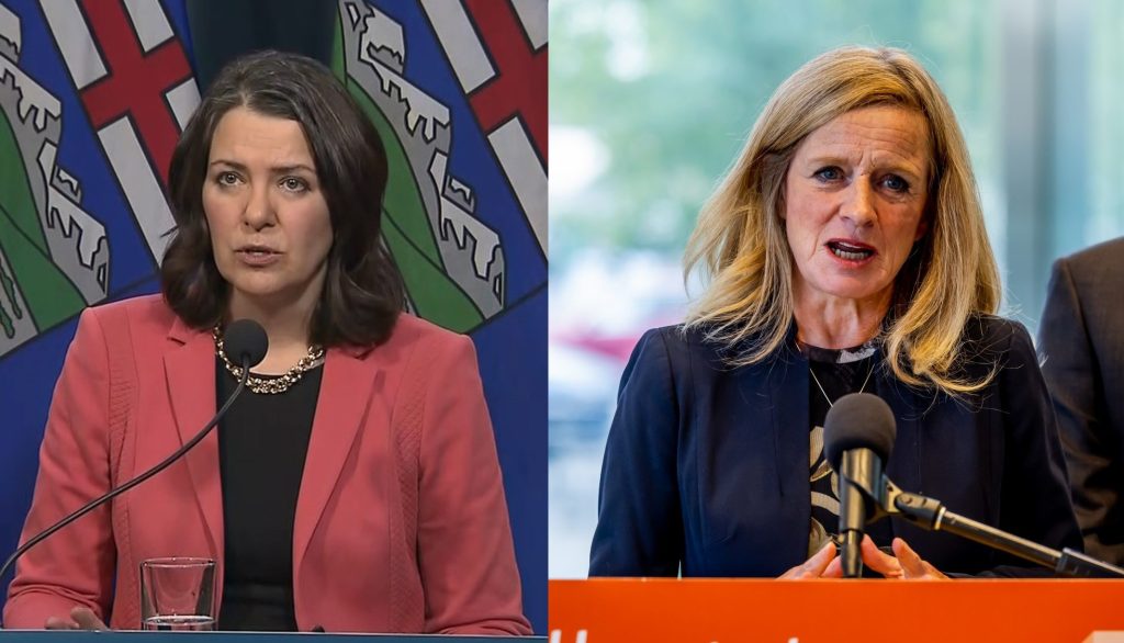 Danielle Smith, left, and Rachel Notley in a combined photo