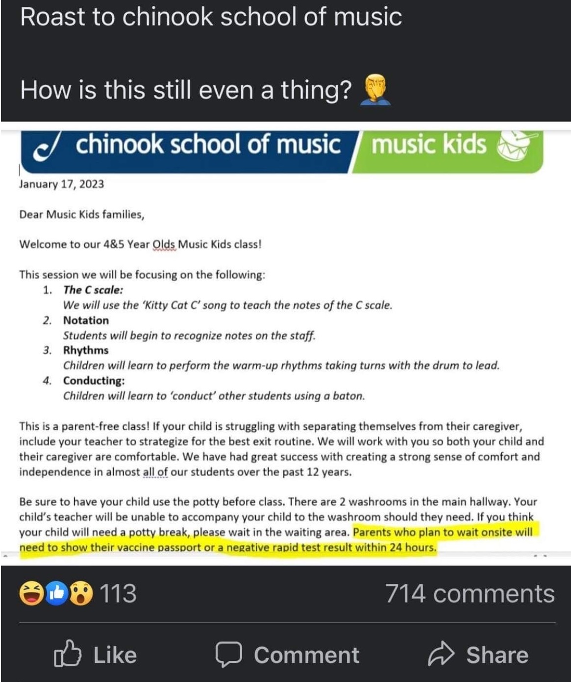 A Facebook post shared on the Roast and Toast page, which had over 700 comments before being deleted