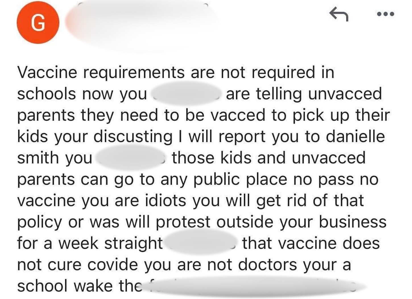 An email sent to the Chinook School of Music