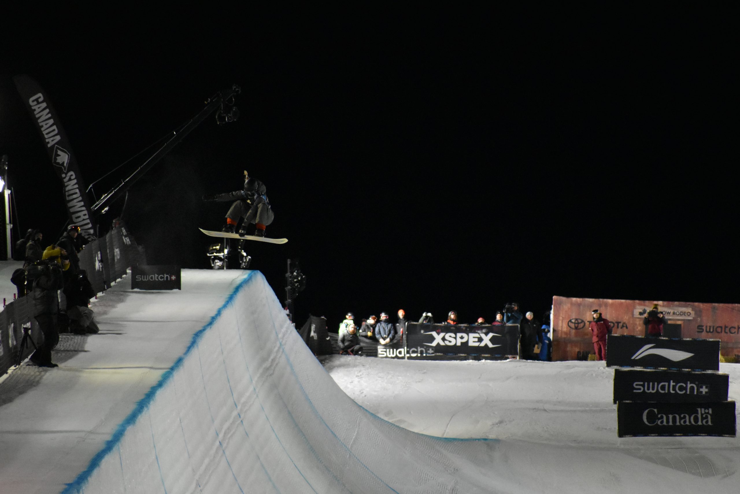 FIS Snowboard Halfpipe World Cup Final action at Calgary's WinSport