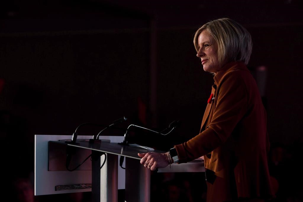 Rachel Notley speaks during the Alberta NDP Convention in Edmonton