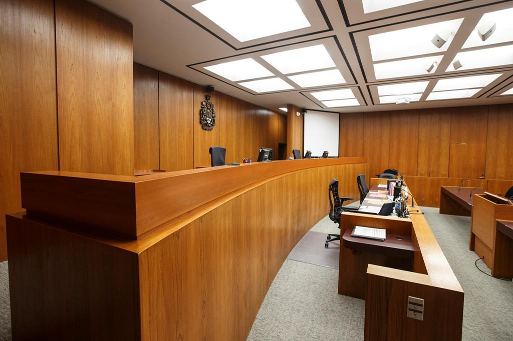 A courtroom is seen at the Edmonton Law Courts building, in Edmonton