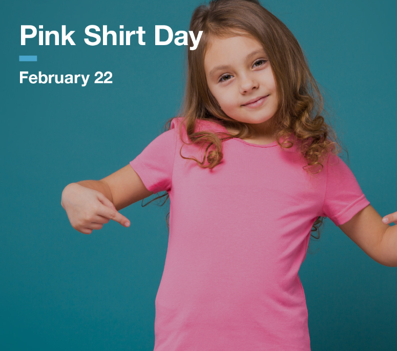 A photo showing a girl wearing pink on Pink Shirt Day