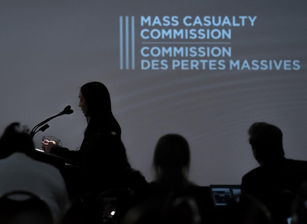 Sandra McCulloch, a lawyer with Patterson Law, representing many of the families of victims and others, addresses the Mass Casualty Commission inquiry into the mass murders in rural Nova Scotia