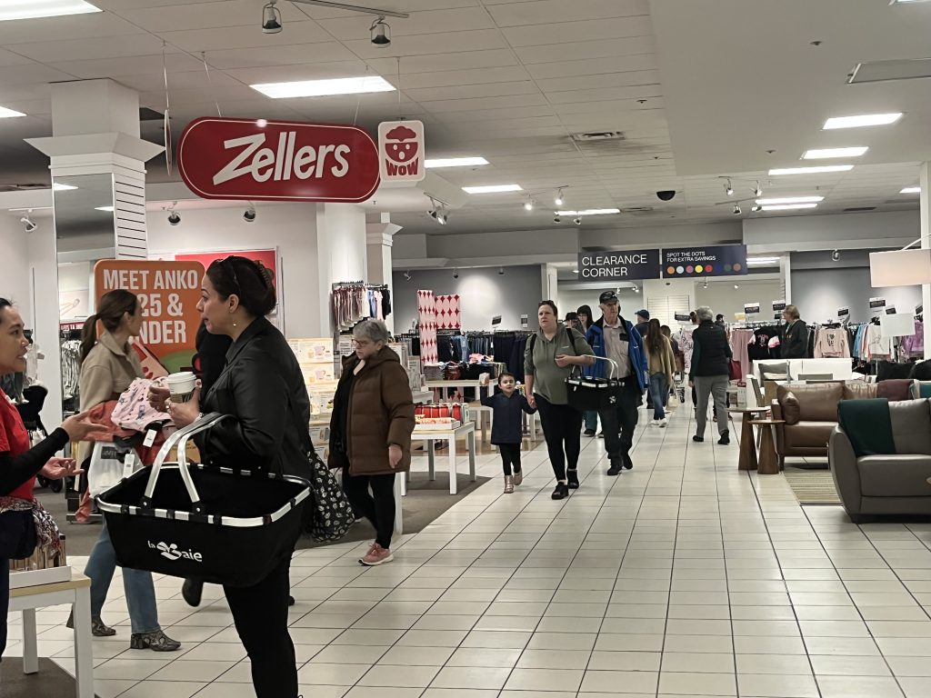 Customers inside the Zellers section in the Hudson's Bay in Sunridge Mall in Calgary