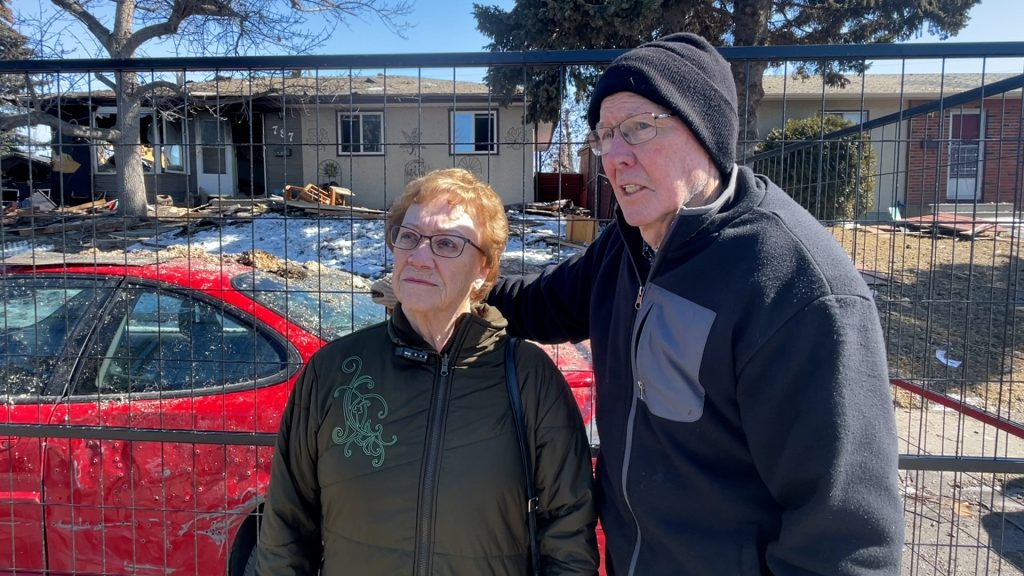 Janet Downes, left, and Dennis Downes speaks with CityNews in the northeast community of Martindale in Calgary