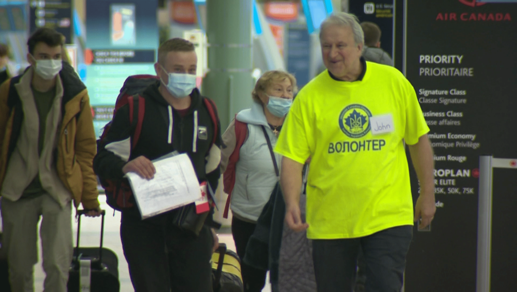 Dozens of Ukrainians have arrived in Edmonton coming from Poland after fleeing Ukraine