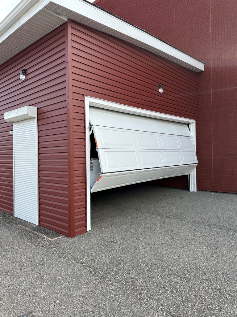 A garage door at Morley Community School