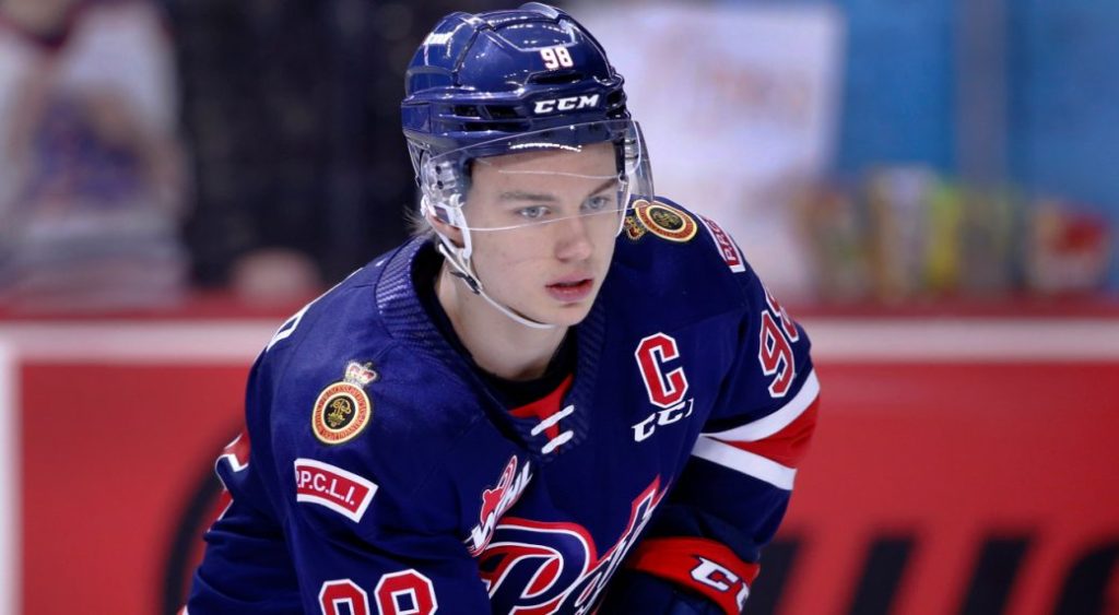 Regina Pats player Connor Bedard during a WHL (Western Hockey League) game against the Calgary Hitmen