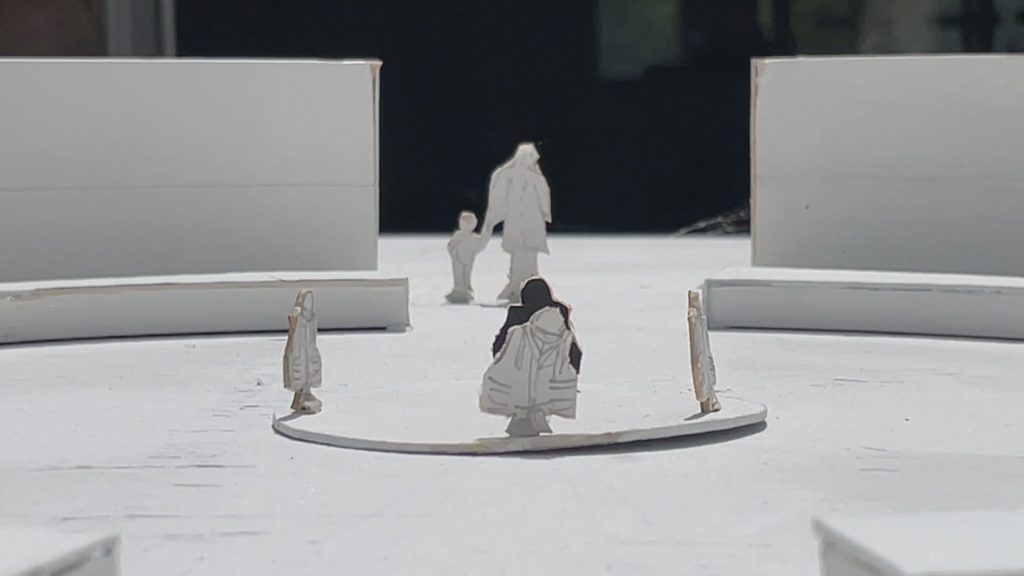 A close-up of a model being designed for a monument at Adam Stimson's home on Siksika Nation