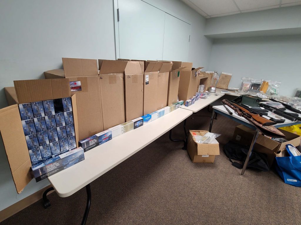 Boxes of seized illegal cigarettes