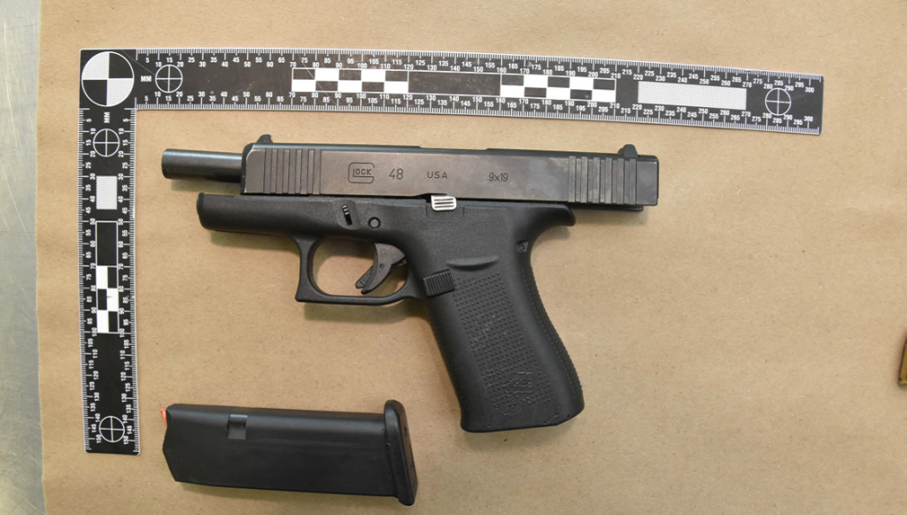 A loaded Glock 48 with the serial number removed seized by police