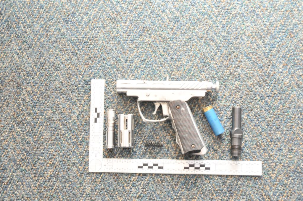 A suspected homemade firearm seized by Three Hills RCMP