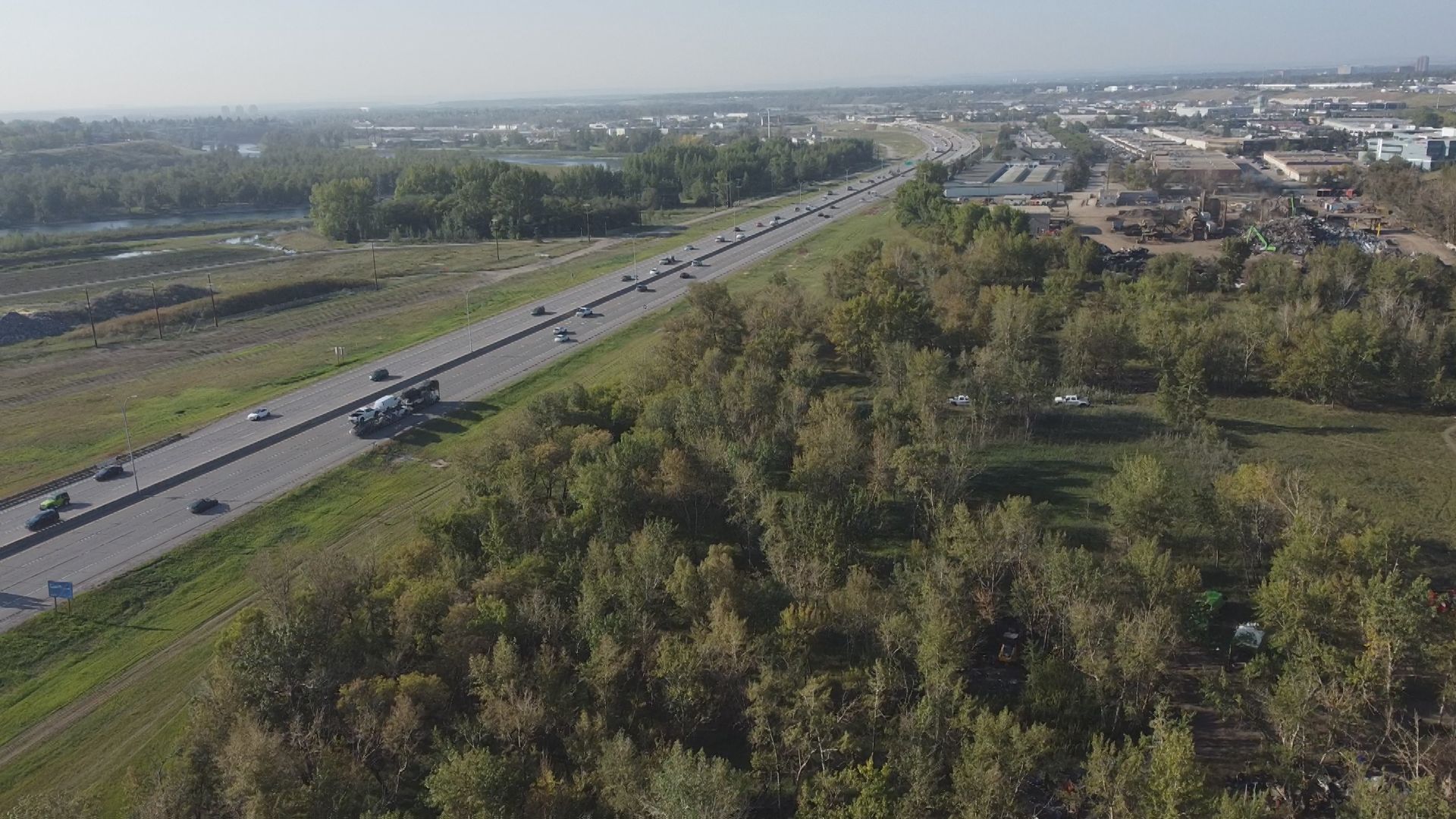 An encampment was removed in the area of Deerfoot Trail and Glenmore Trail in the southeast on Tuesday, Aug. 29, 2023 by Calgary Police, Alpha House, and other city organizations. 