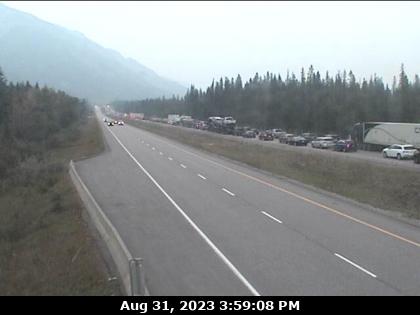 Highway 1, east of Sunshine ski hill overpass in Alberta, looking east at around 4 p.m.