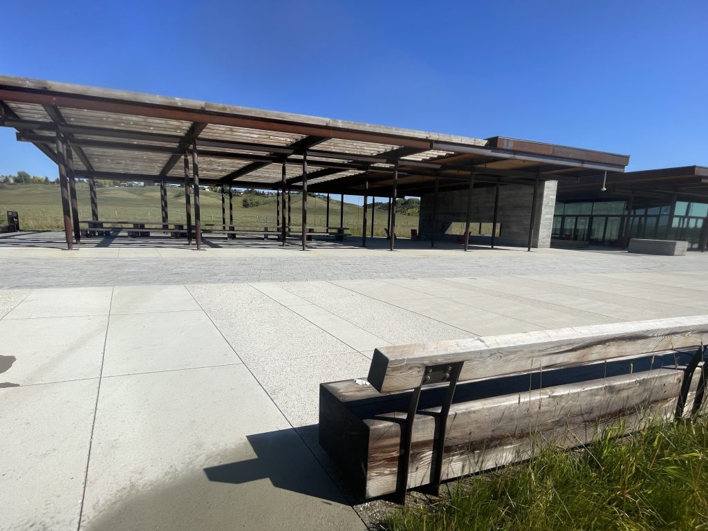 A wide angle photo of an area where people can rest at Haskayne Legacy Park in Calgary on Thursday, Sept. 14, 2023. (Henna Saeed, CityNews image)