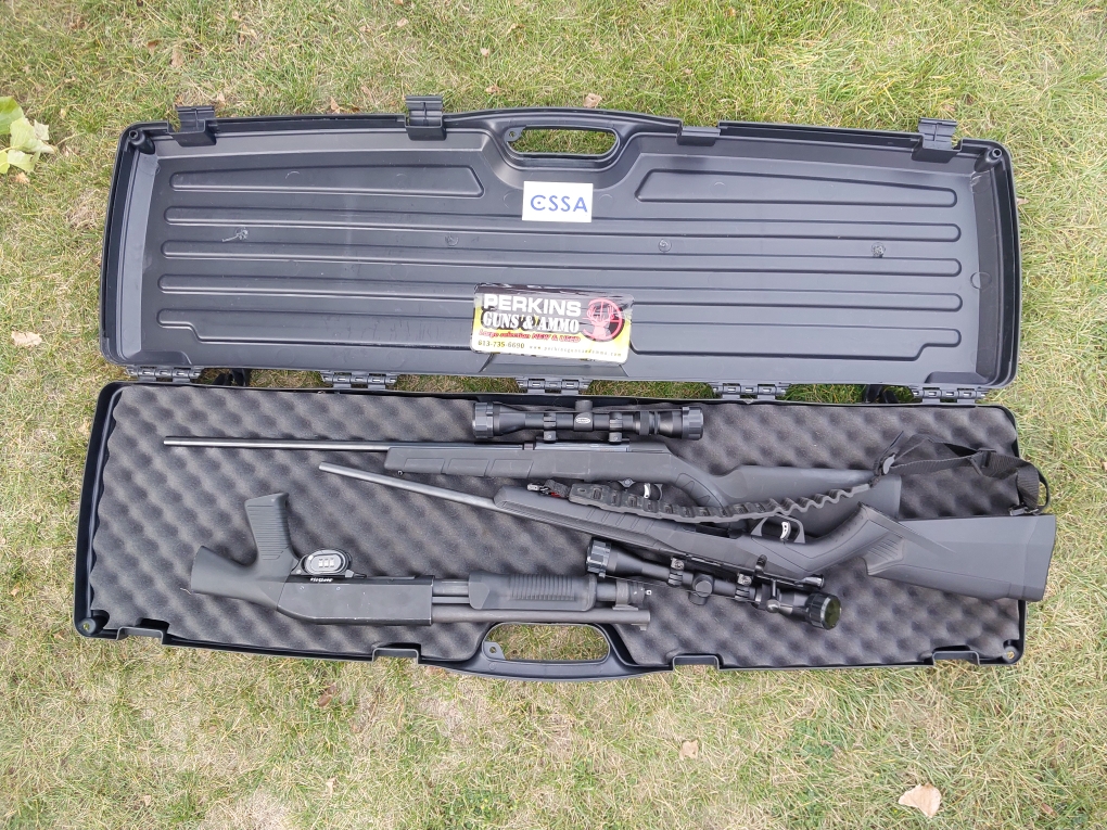 Calgary police say officers have seized 12 guns and a substantial amount of stolen property following several break and enters in the city. (Courtesy Calgary police)