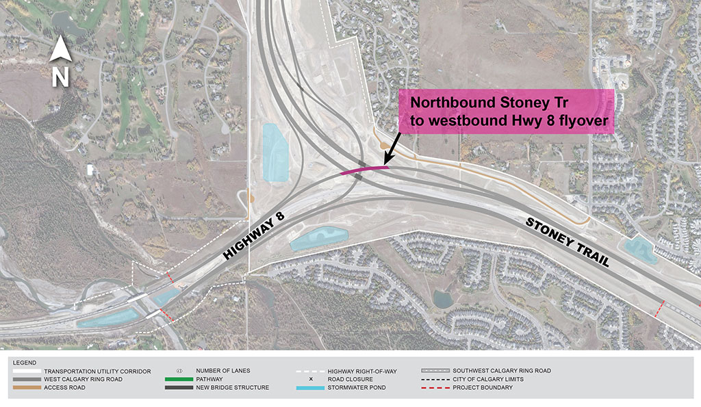 Northbound Stoney to Highway 8 flyover in Calgary