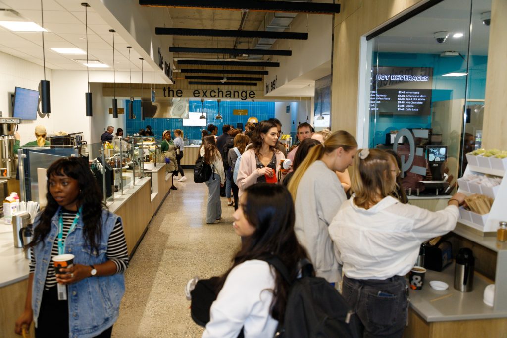 Students gather at the new Food Services at Mathison Hall at the University of Calgary in Calgary
