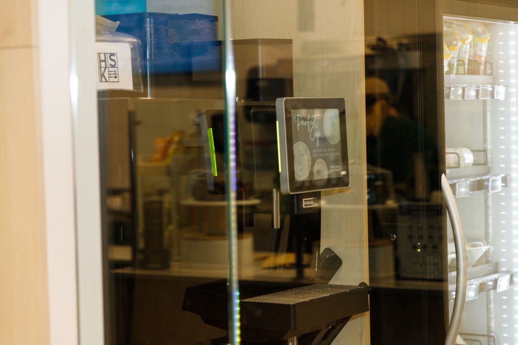 A coffee machine inside the Quick Eats in Mathison Hall at the University of Calgary in Calgary