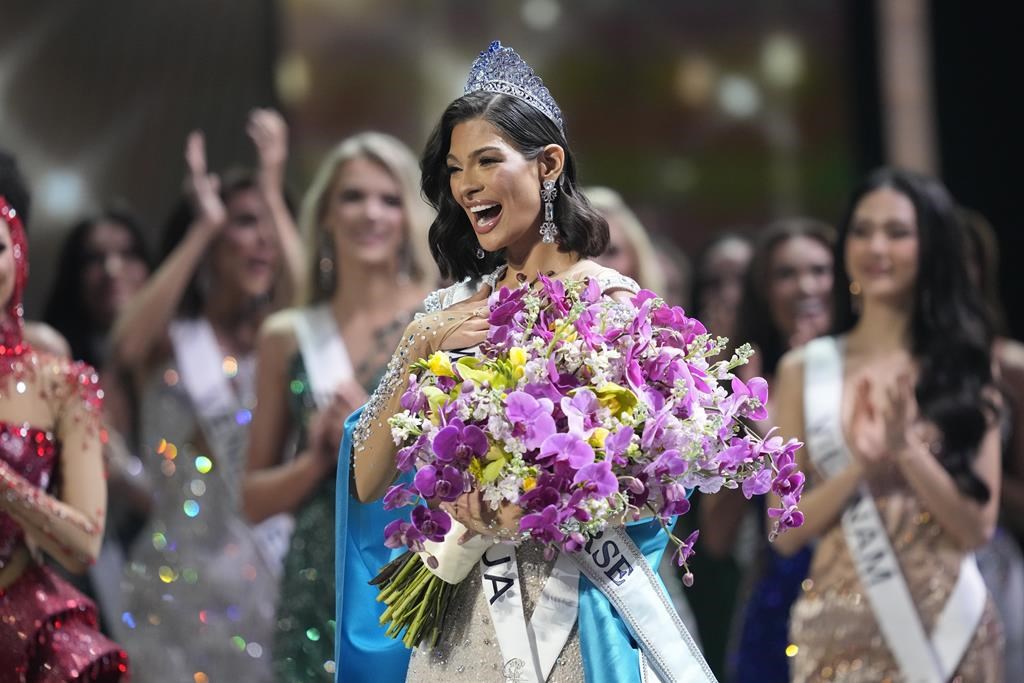 Miss Nicaragua Sheynnis Palacios reacts after being crowned Miss Universe at the 72nd Miss Universe Beauty Pageant in San Salvador, El Salvador
