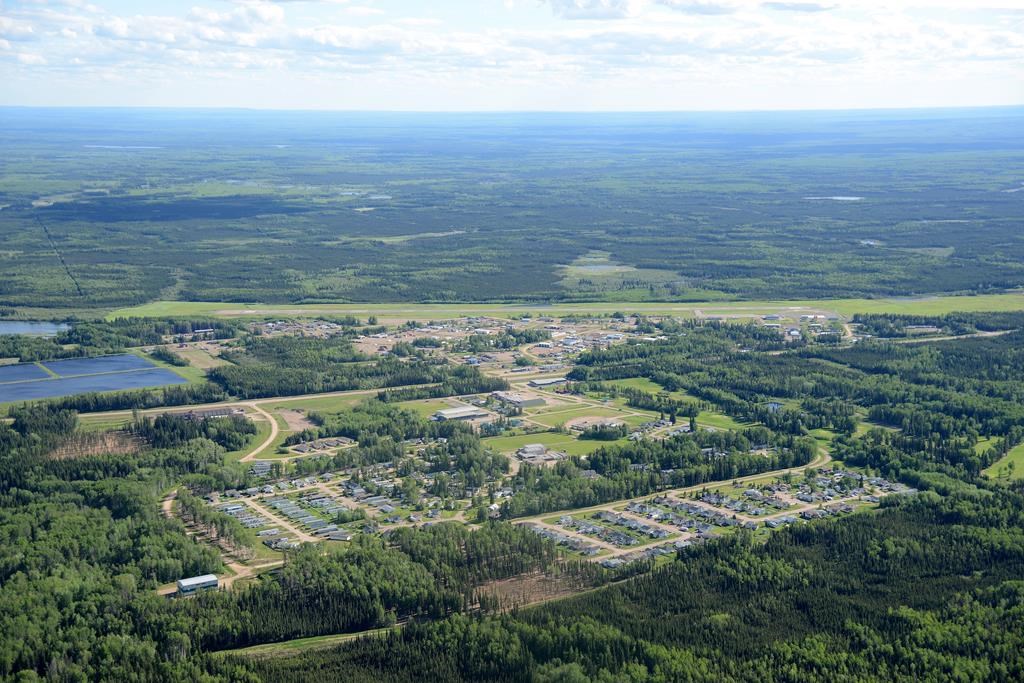 The town of Rainbow Lake, Alta. is shown in this undated aerial handout photo. The town wants to become the first in Canada to be fully powered by geothermal energy