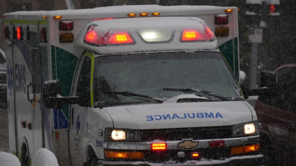 An Alberta EMS ambulance is shown